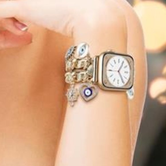 NEW Gold Apple Watch Band w/Evil Eye Charms main image 5